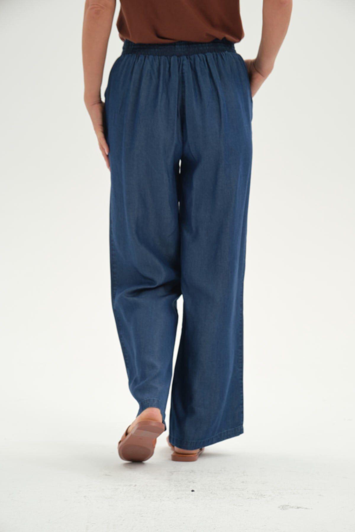 Jeans Mujer Tencel Pretina Elasticada Azul-1