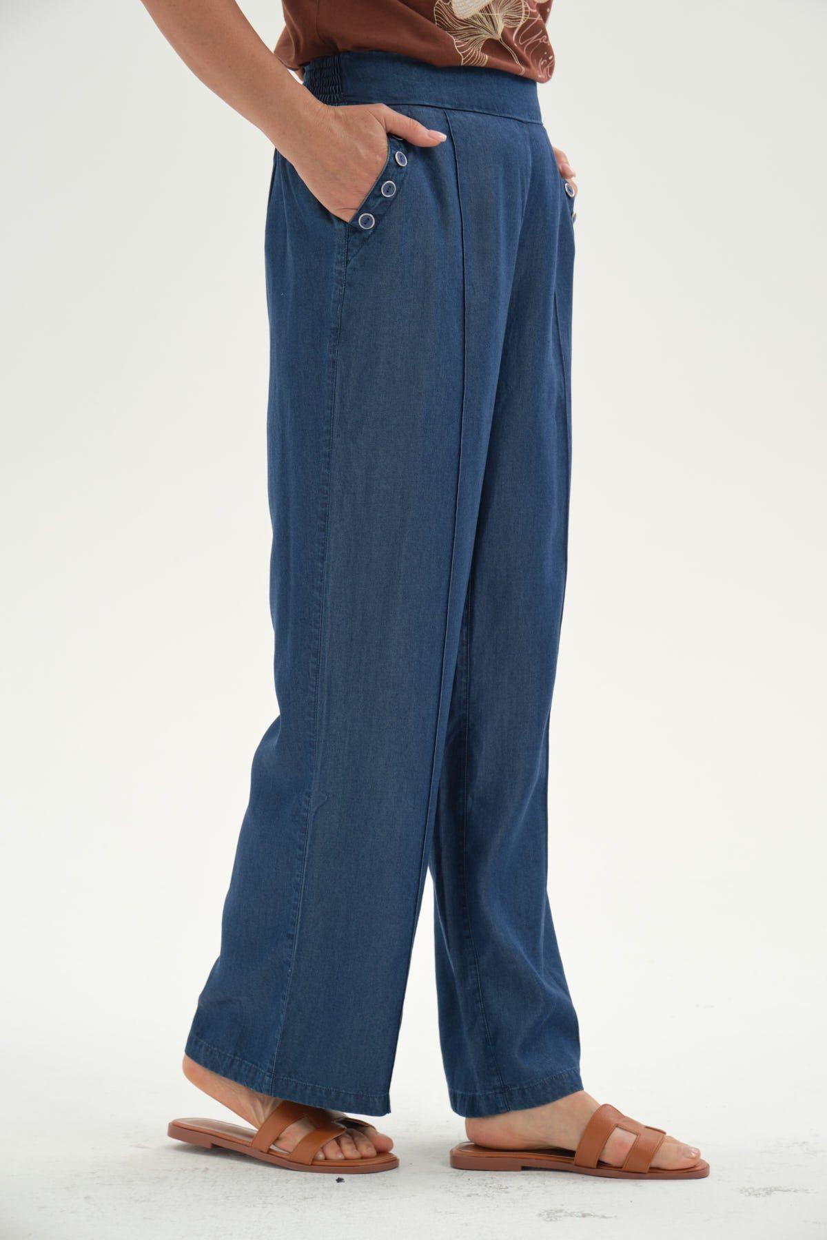 Jeans Mujer Tencel Pretina Elasticada Azul-2