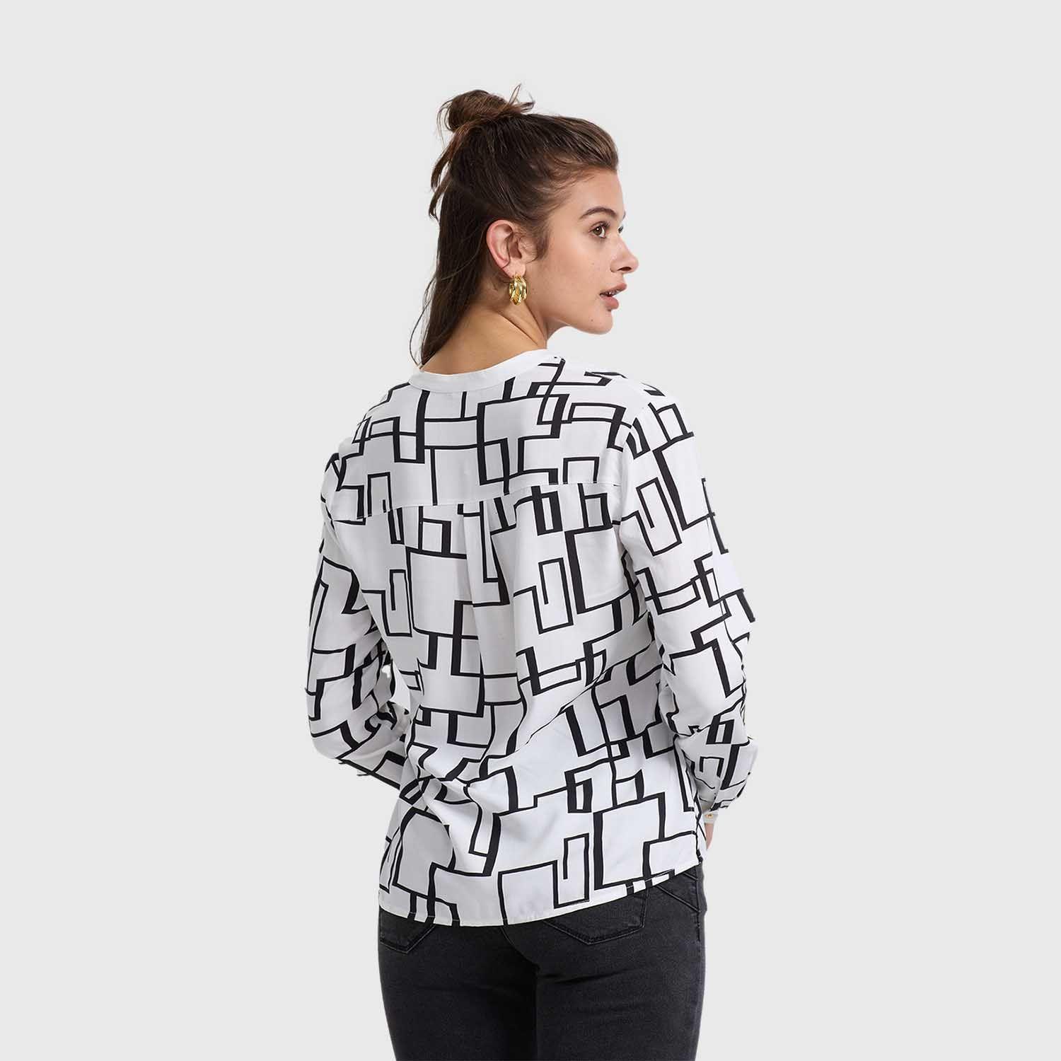 Blusa Mujer Escote V Full Prnt Crudo Fashion's Park-2