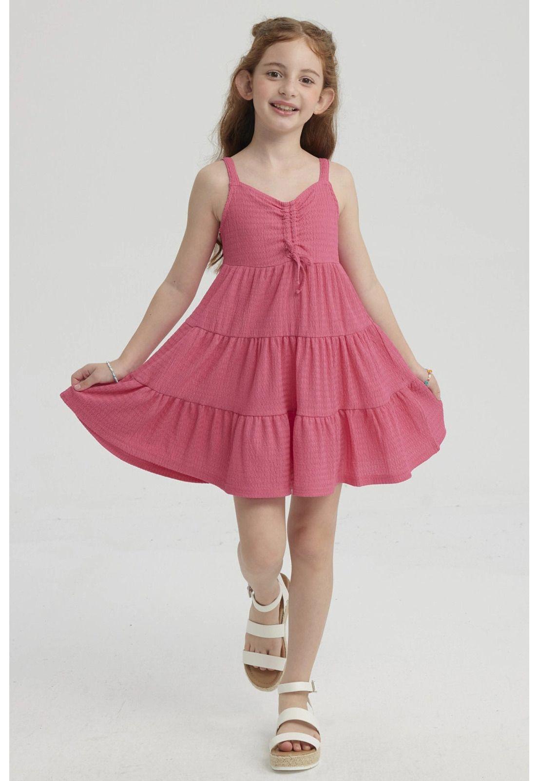 Vestido Niña Toddler Textura Fucsia-0