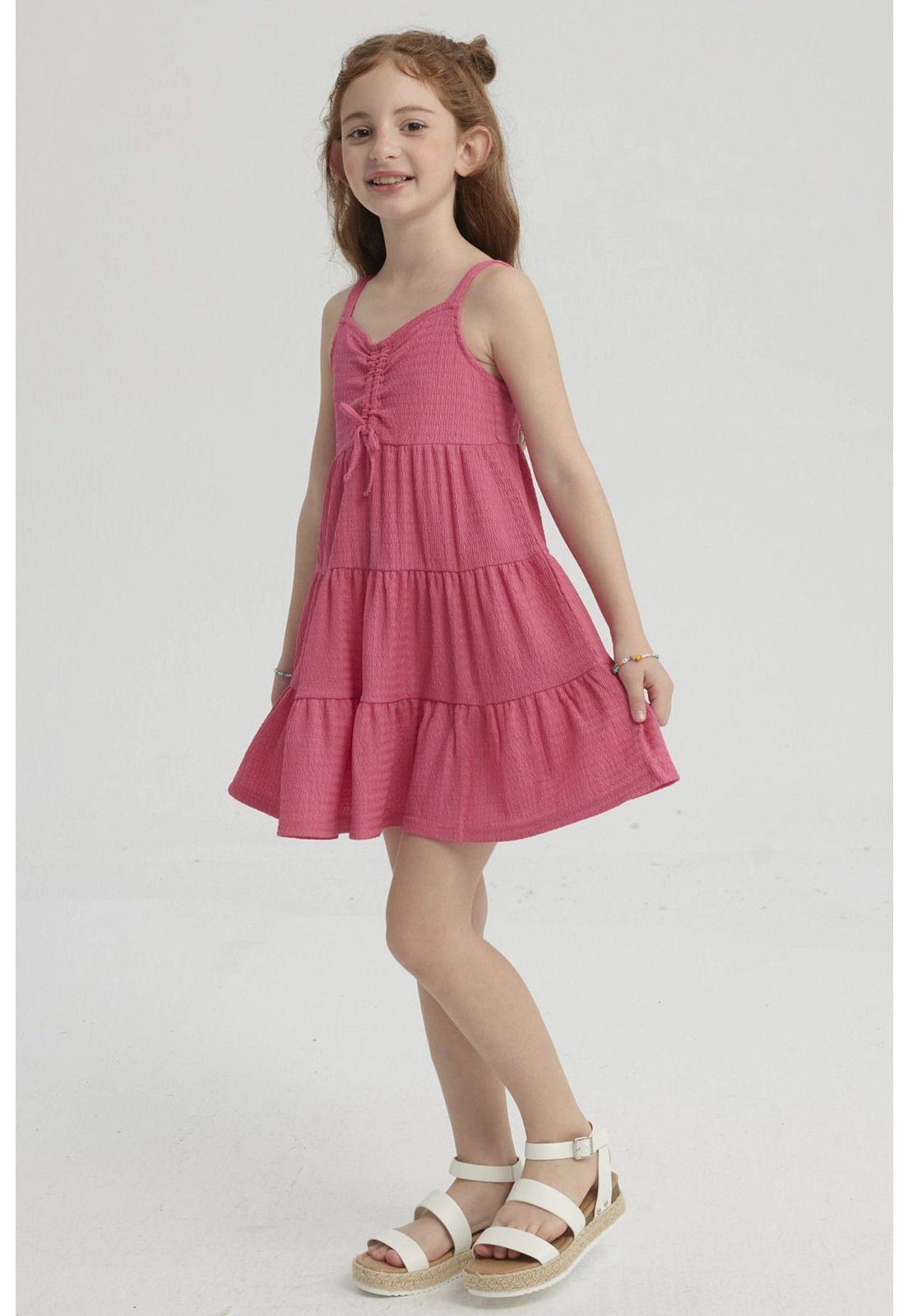 Vestido Niña Toddler Textura Fucsia-3