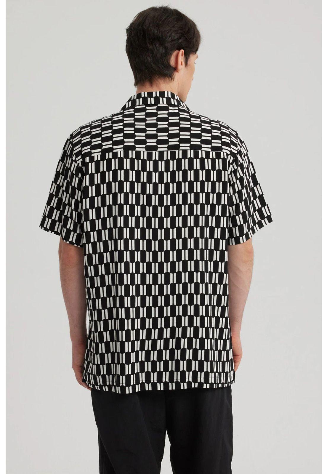 Camisa Hombre Cuello Cubano Rapport Negro-6