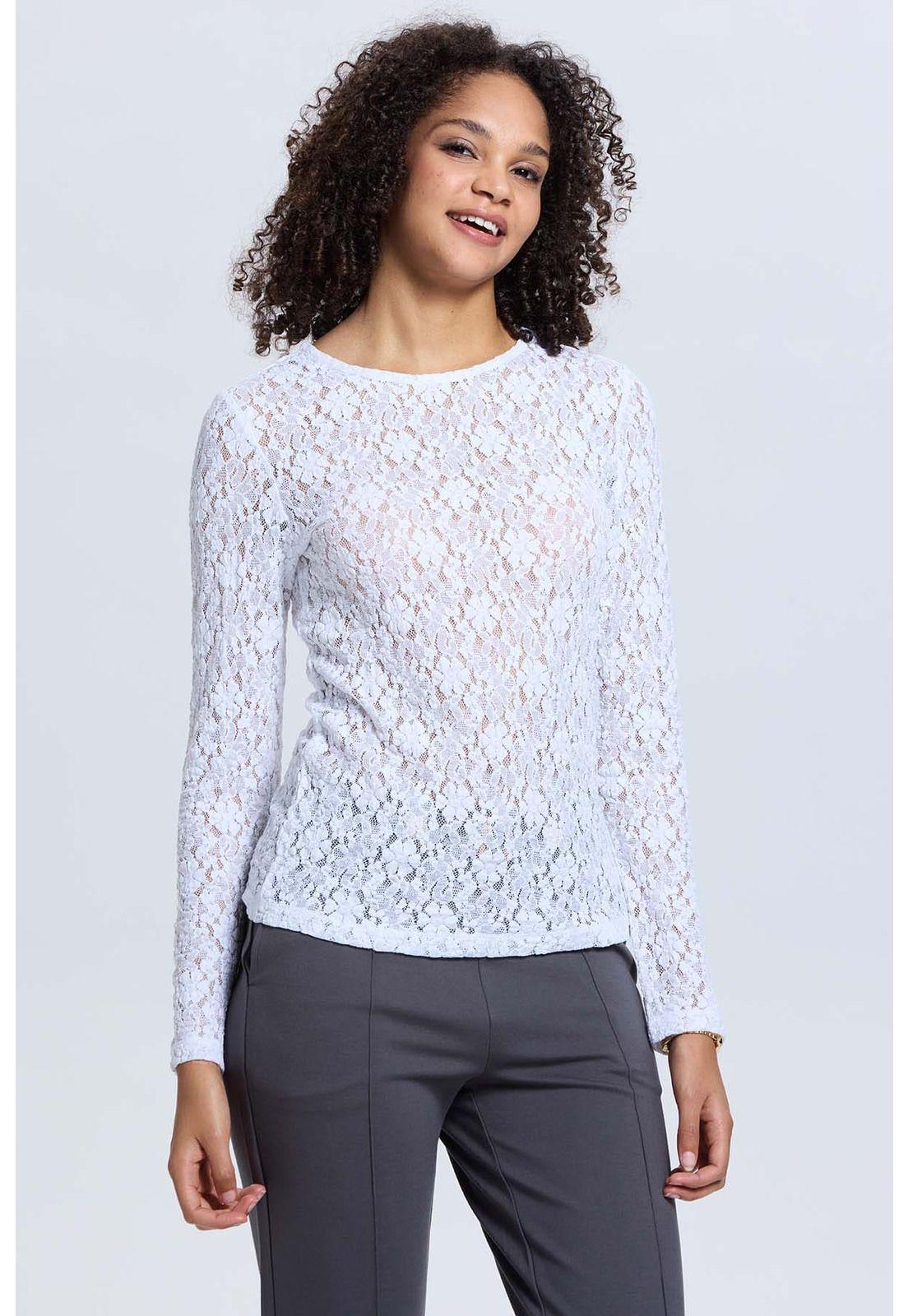 Polera Mujer Encaje Blanco-1