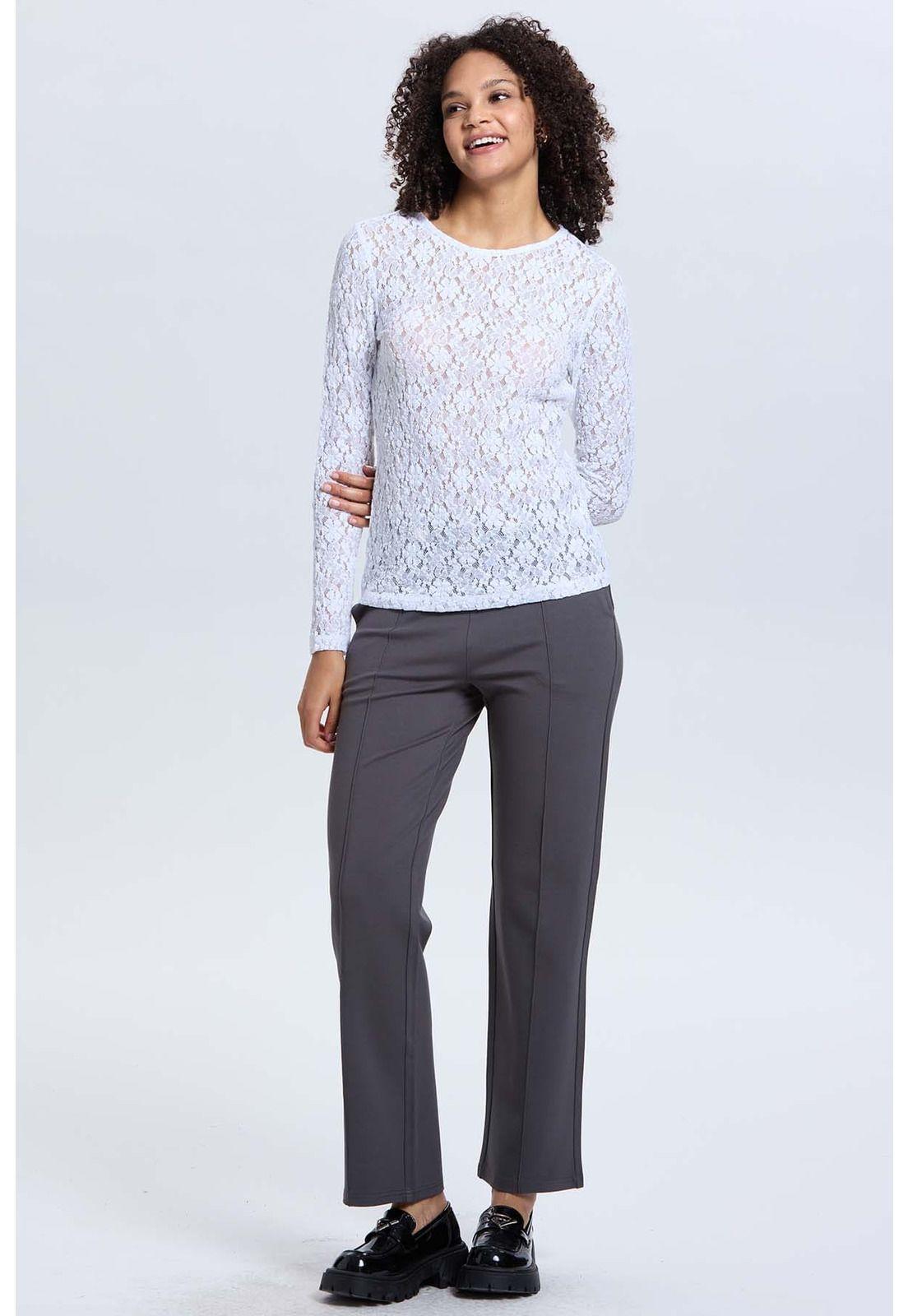 Polera Mujer Encaje Blanco-3