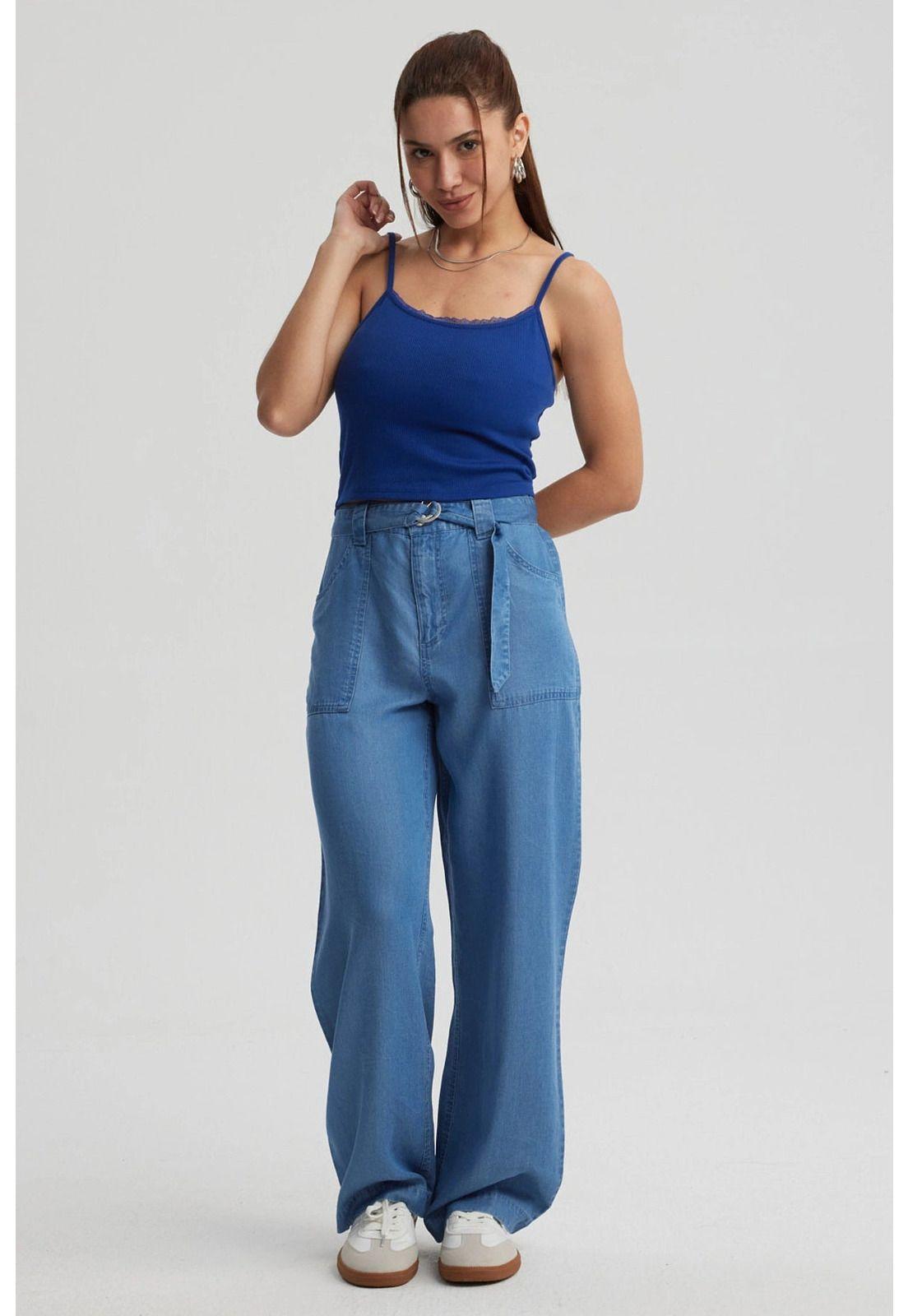 Peto Mujer Encaje Crop Azul-3