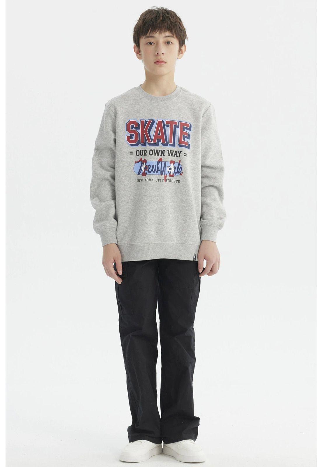 Polerón Niño Básico Teen Gris Melange-3