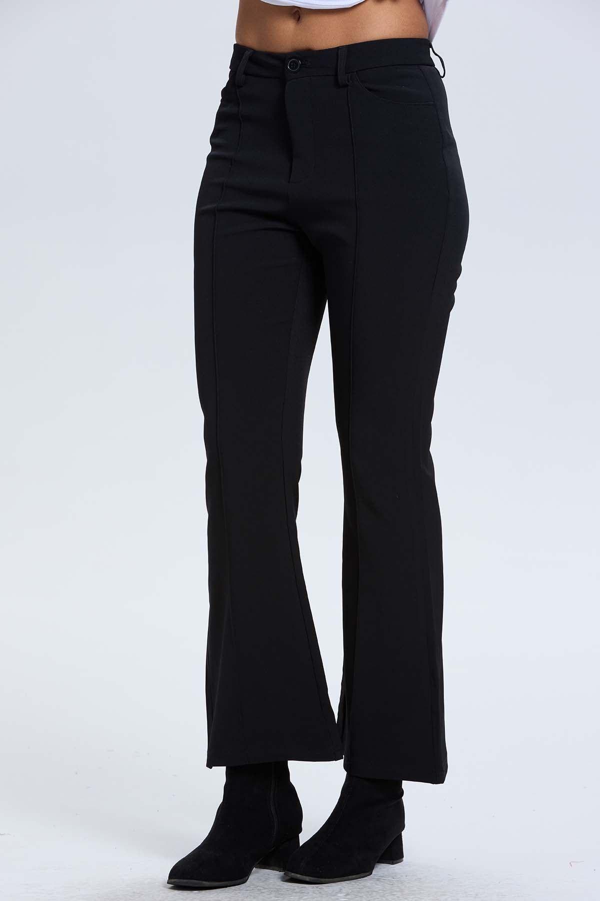 Pantalón Mujer Sastrero Tiro Alto Negro-1