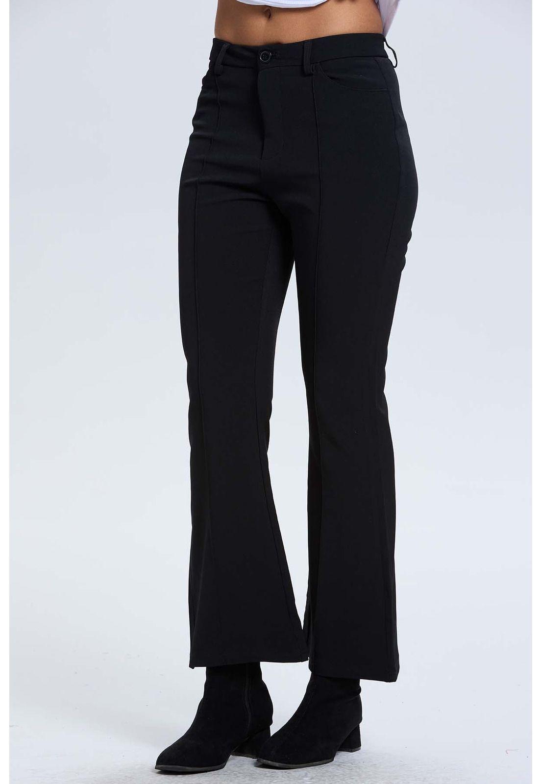 Pantalón Mujer Sastrero Tiro Alto Negro-1