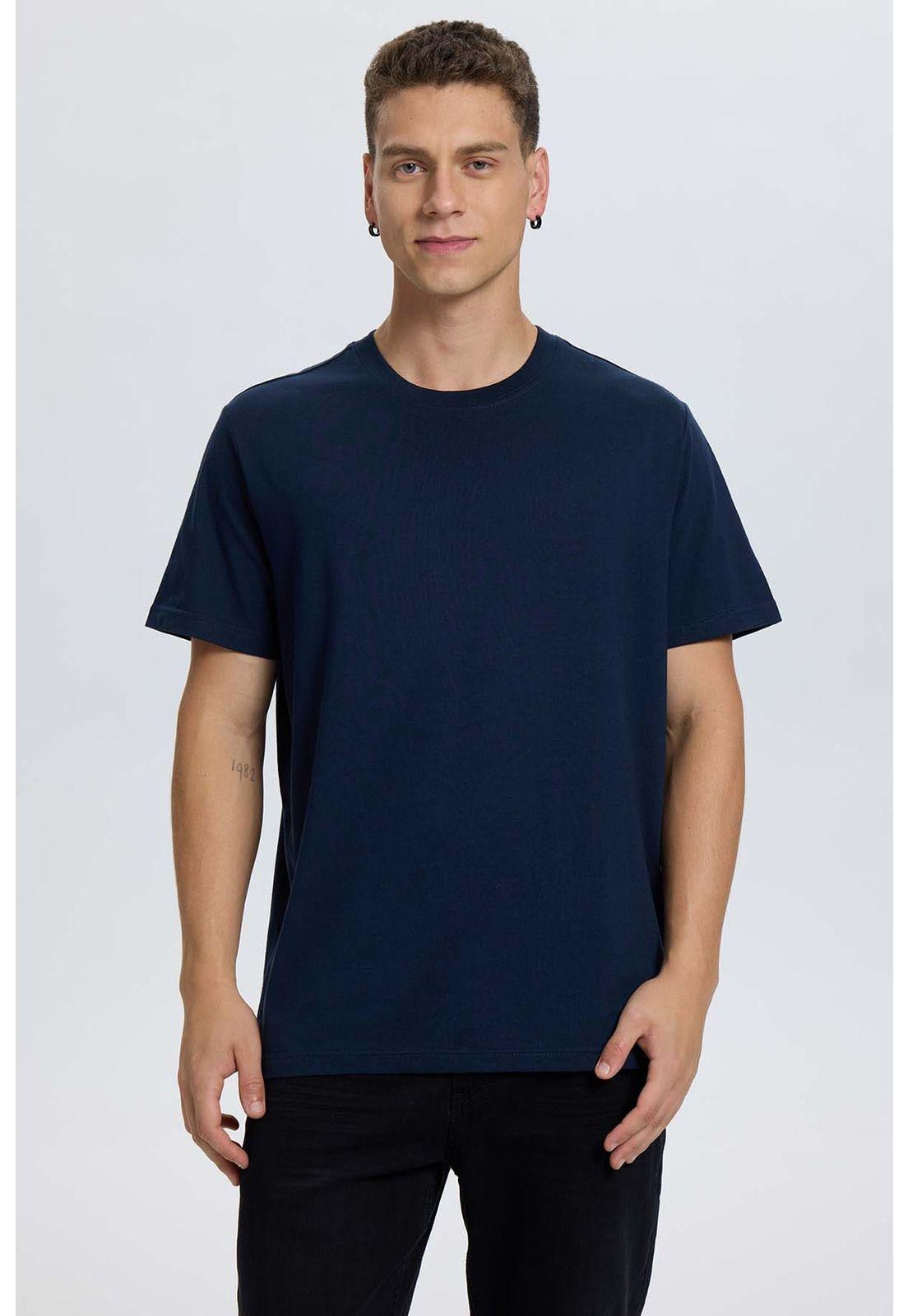 Polera Hombre Regular Fit Básica Azul-0