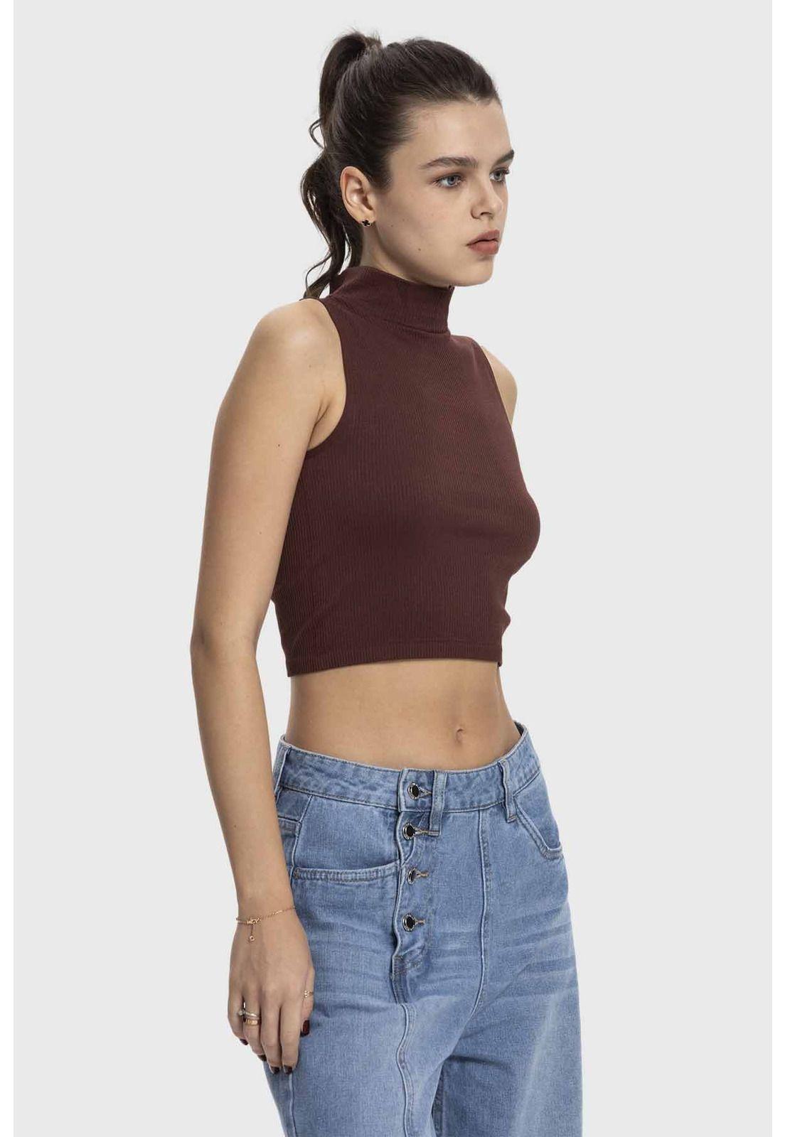 Polera Mujer Estilo Peto Café-1