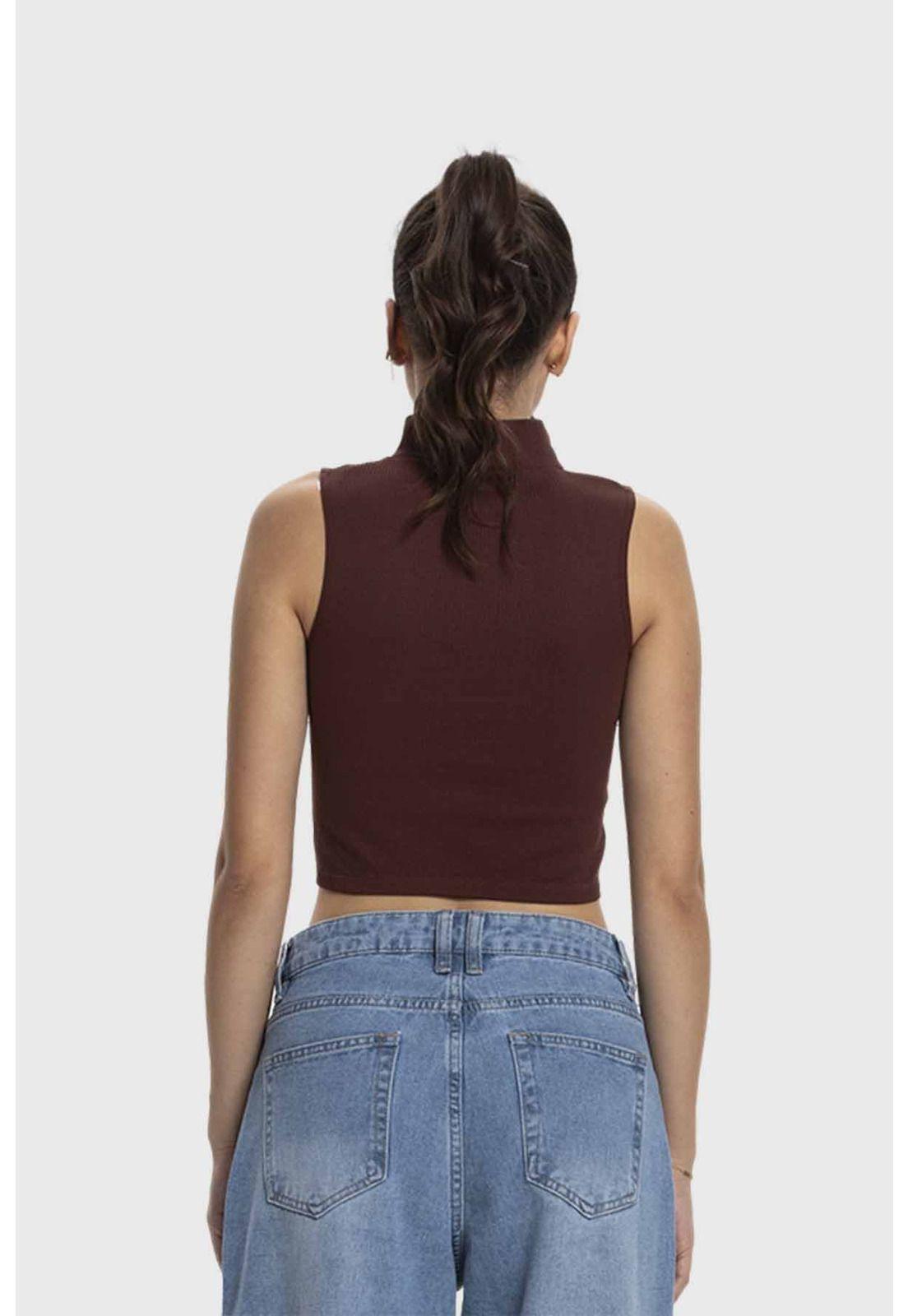 Polera Mujer Estilo Peto Café-2