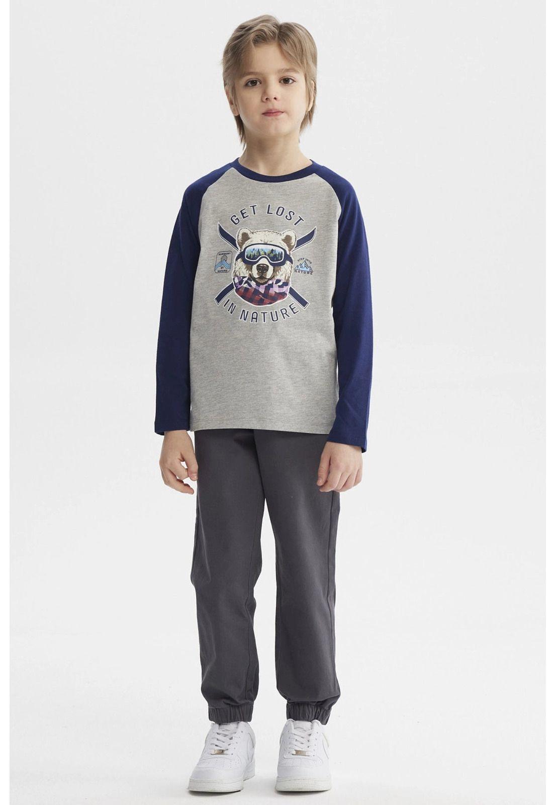 Polera Niño Print Adventure Gris Melange-3