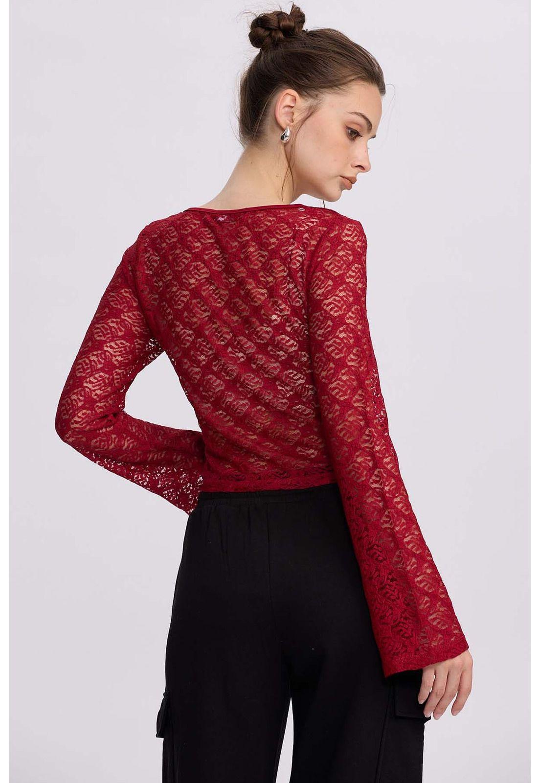 Polera Mujer Encaje Burdeo - ll-2