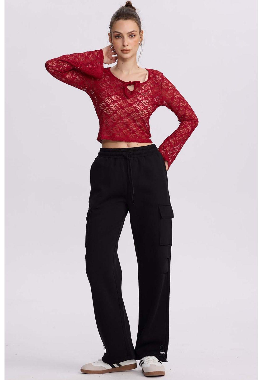 Polera Mujer Encaje Burdeo - ll-3