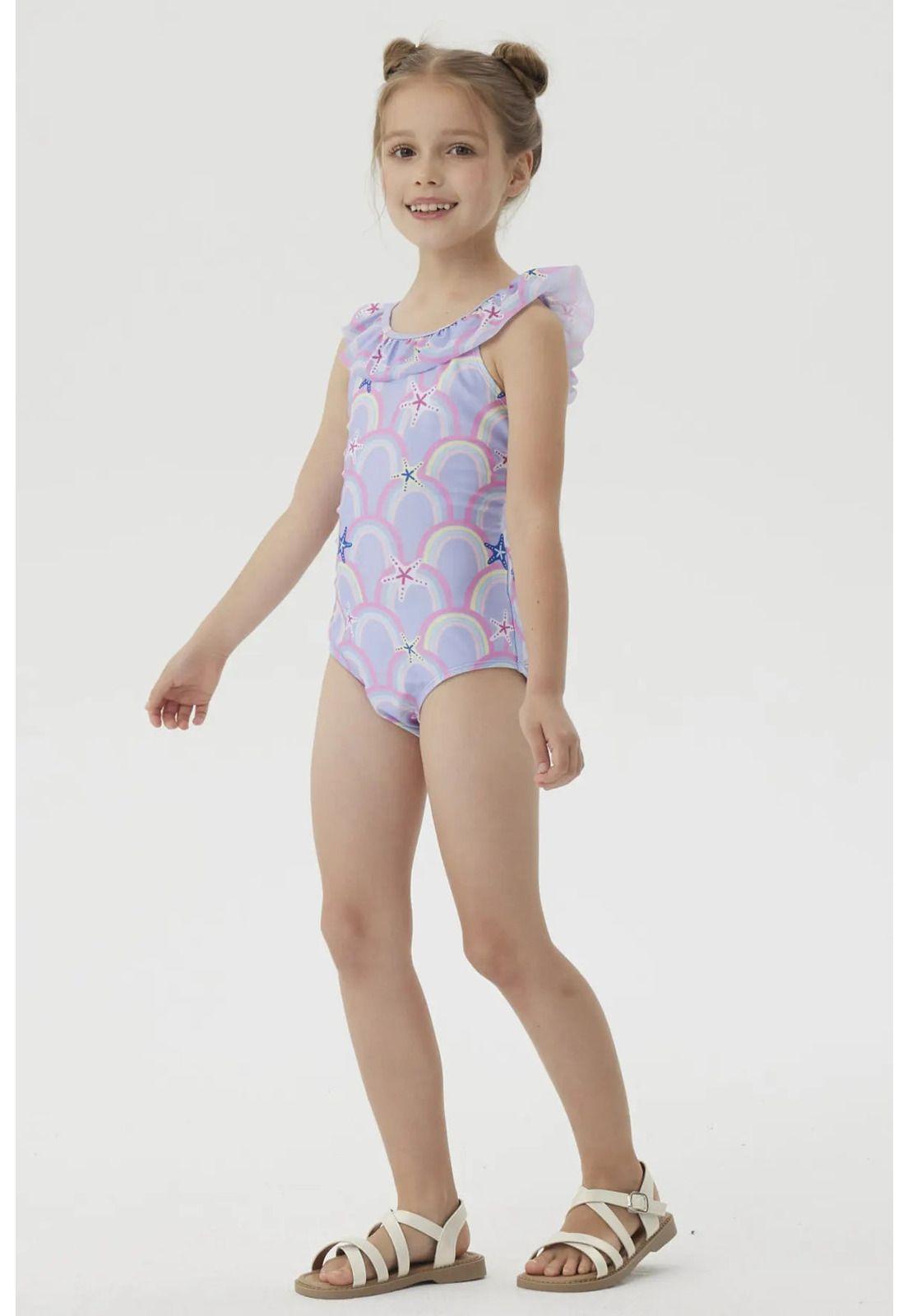 Traje de Baño Niña Básico Morado-1