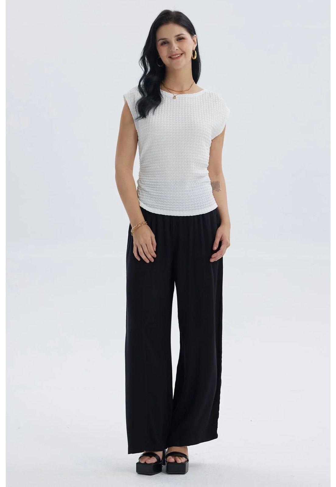 Polera Mujer Cuello Bote Textura Blanco-3