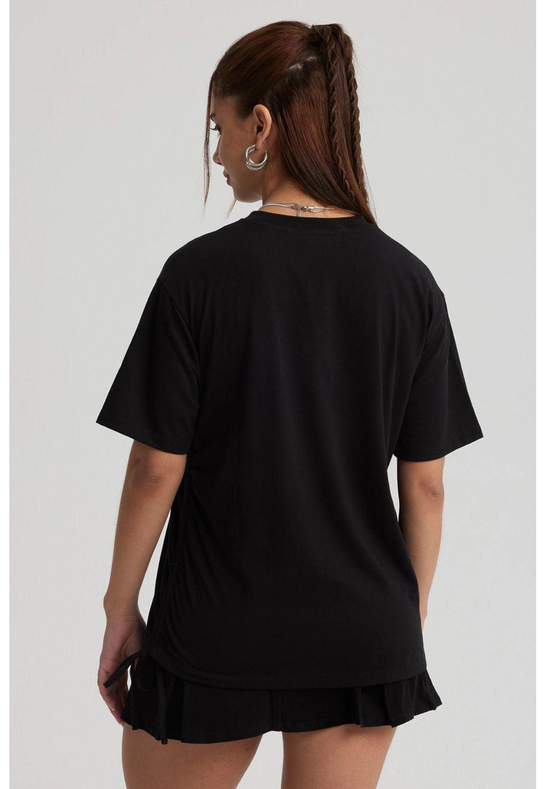 Polera Mujer Oversize Recogido Negro-2