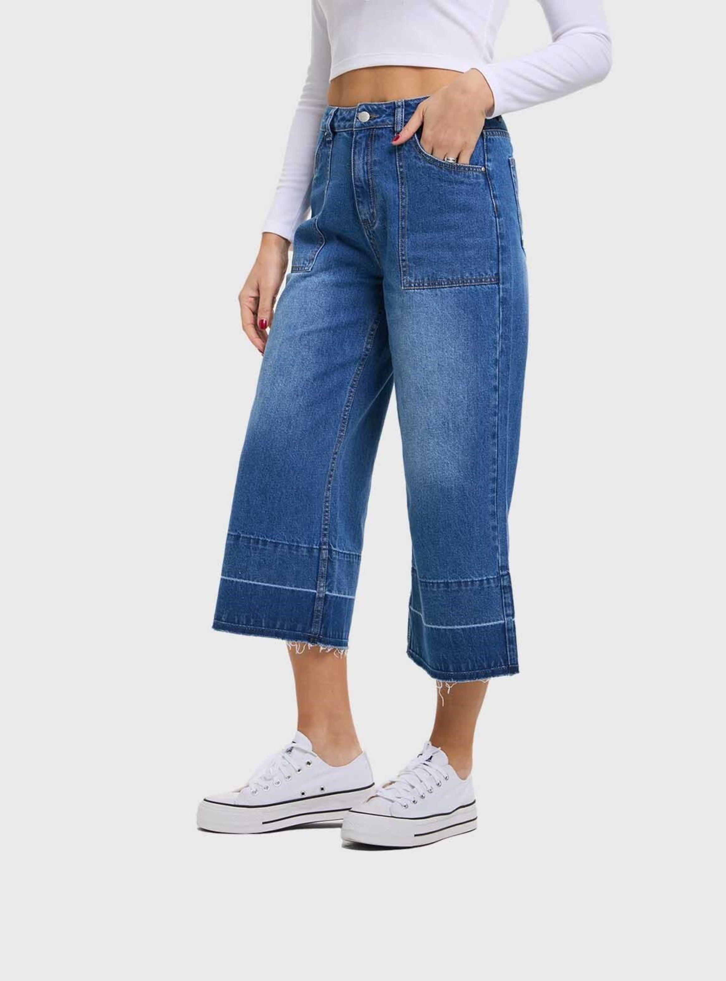 Jeans Mujer Culotte Degrade Azul-2