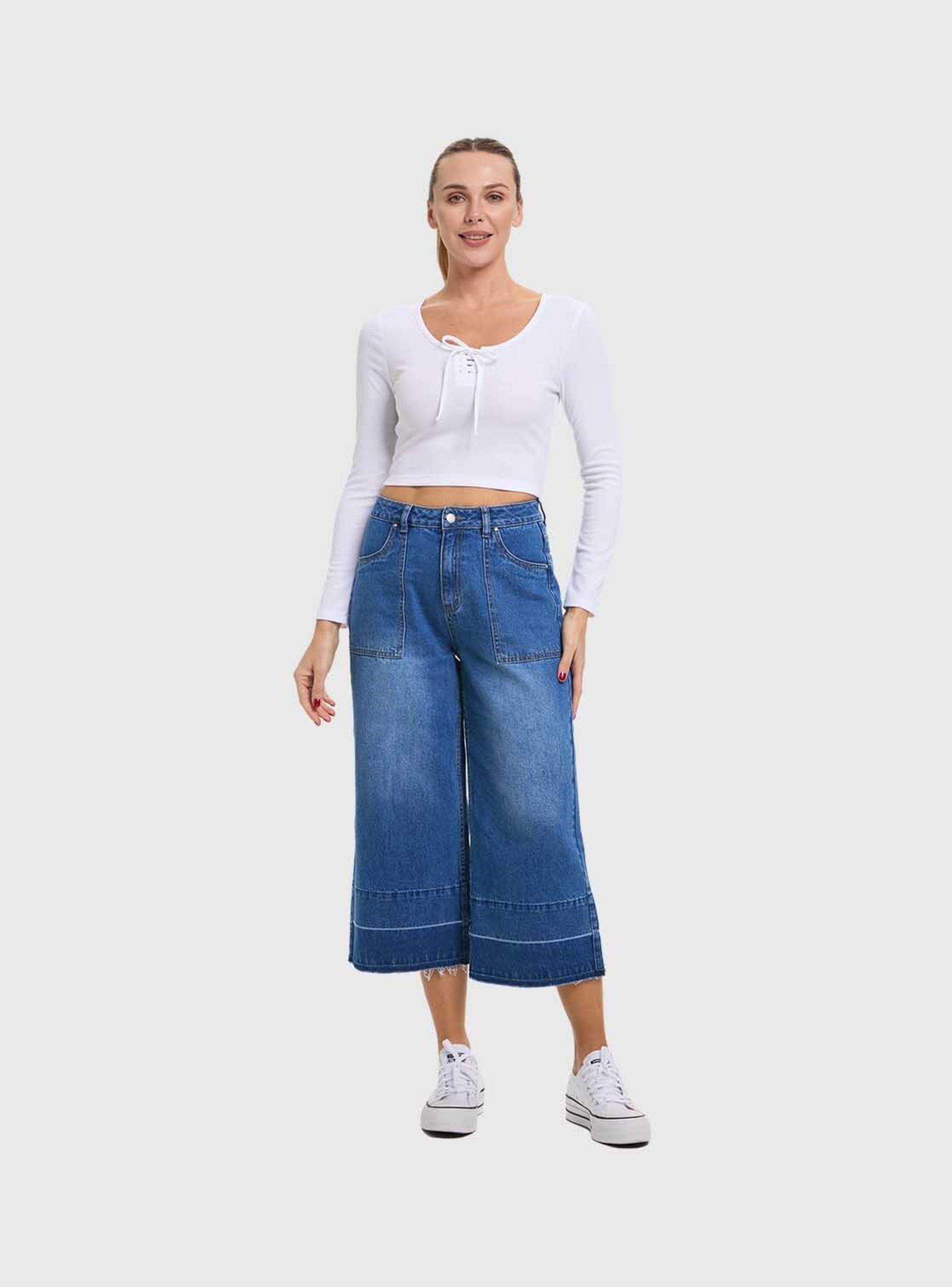Jeans Mujer Culotte Degrade Azul-3
