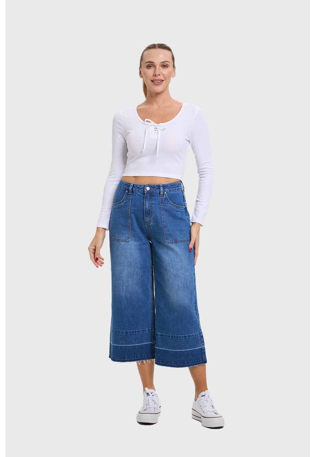 Jeans Mujer Culotte Degrade Azul-3