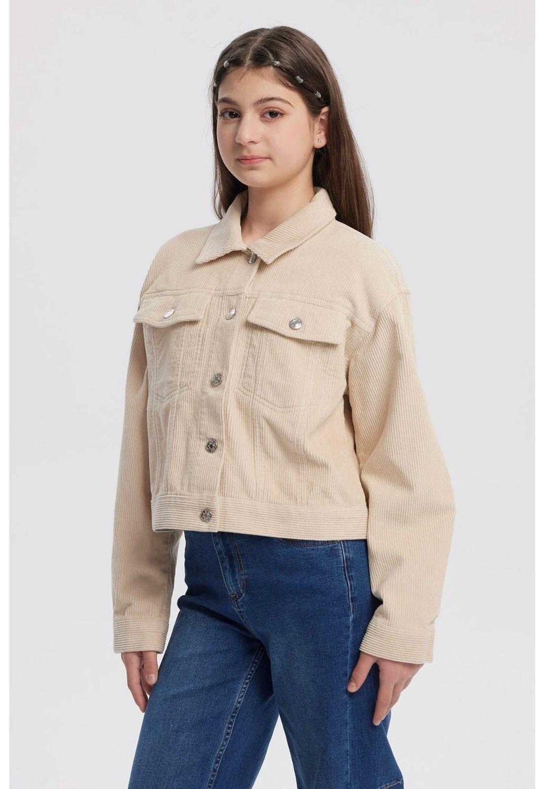 Chaqueta Niña Slim Cuello Camisero Beige-1
