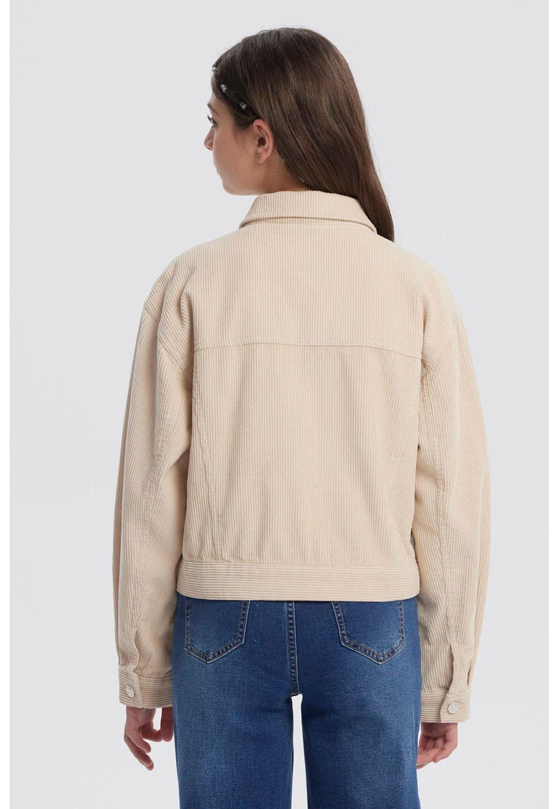Chaqueta Niña Slim Cuello Camisero Beige-2