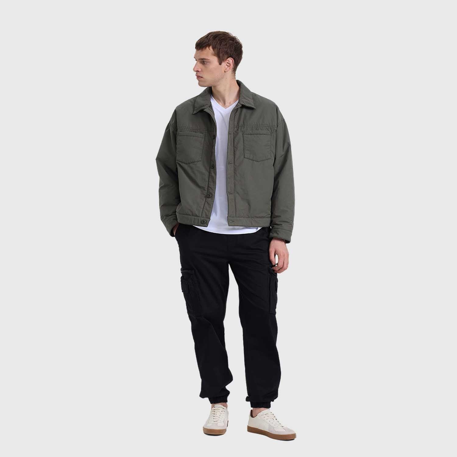 Chaqueta Hombre Abotonada Verde Militar Fashion's Park-3