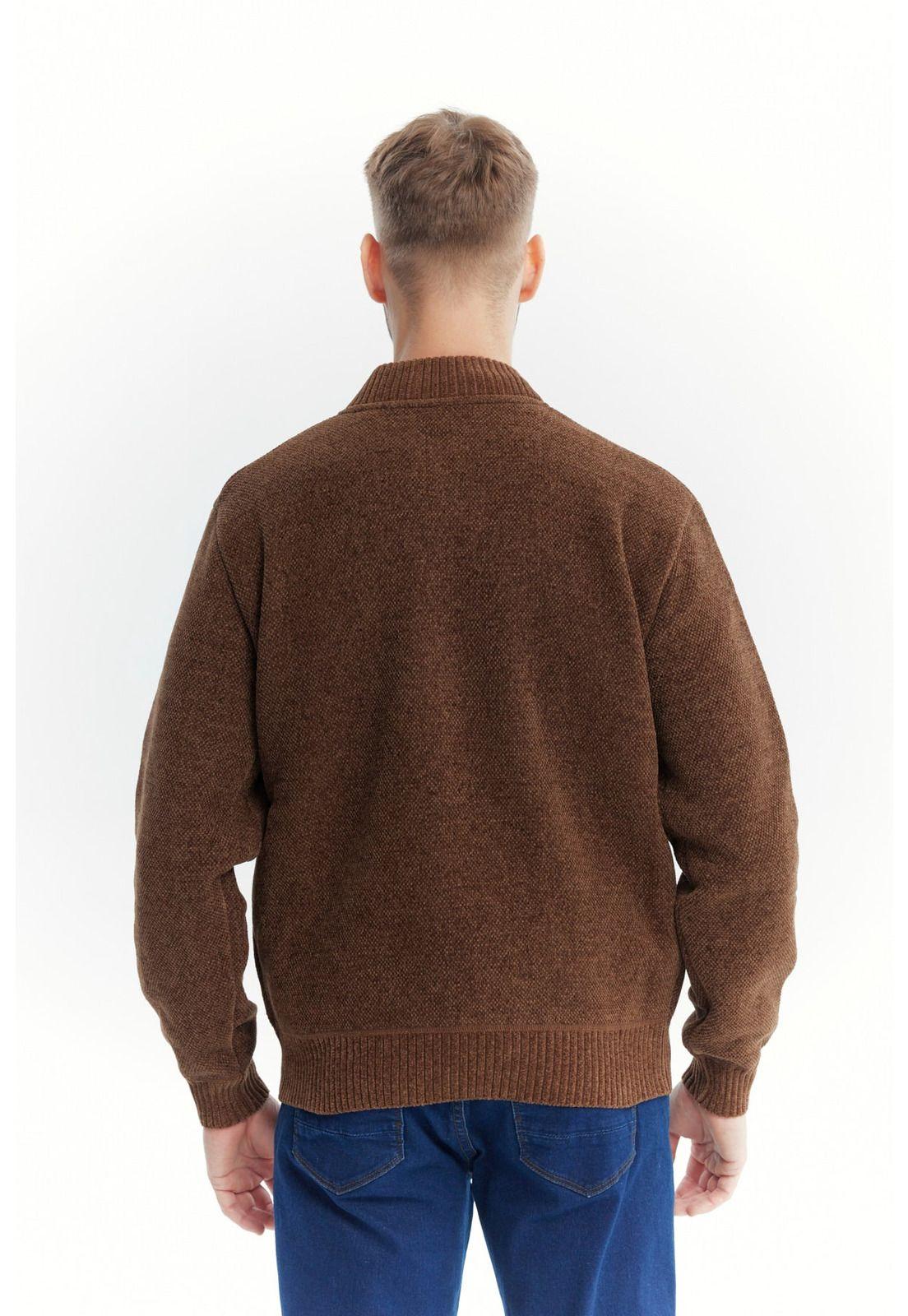 Sweater Hombre Cuello Con Cierre Café Claro-2