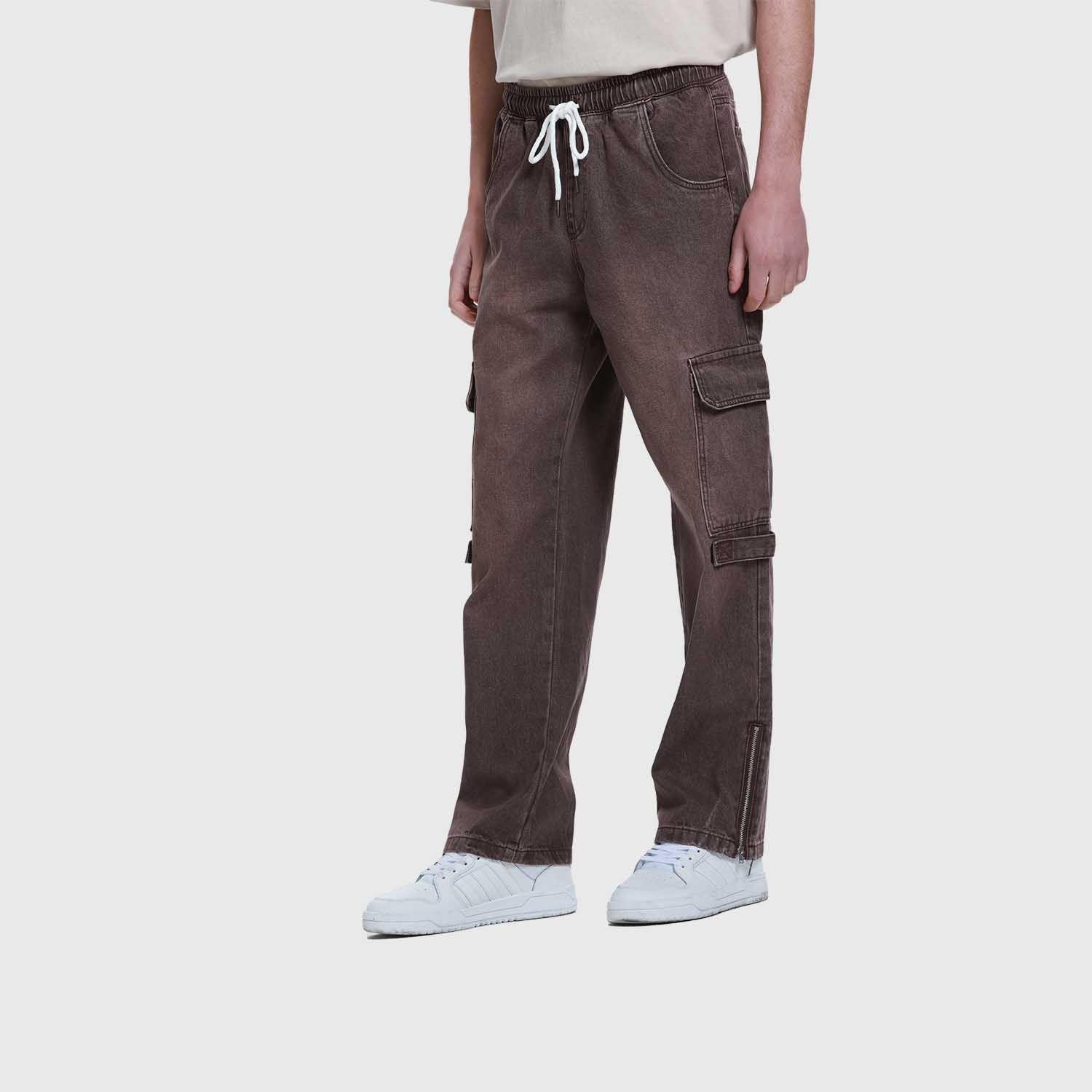 Jeans Hombre Cargo Recto Cafe-1