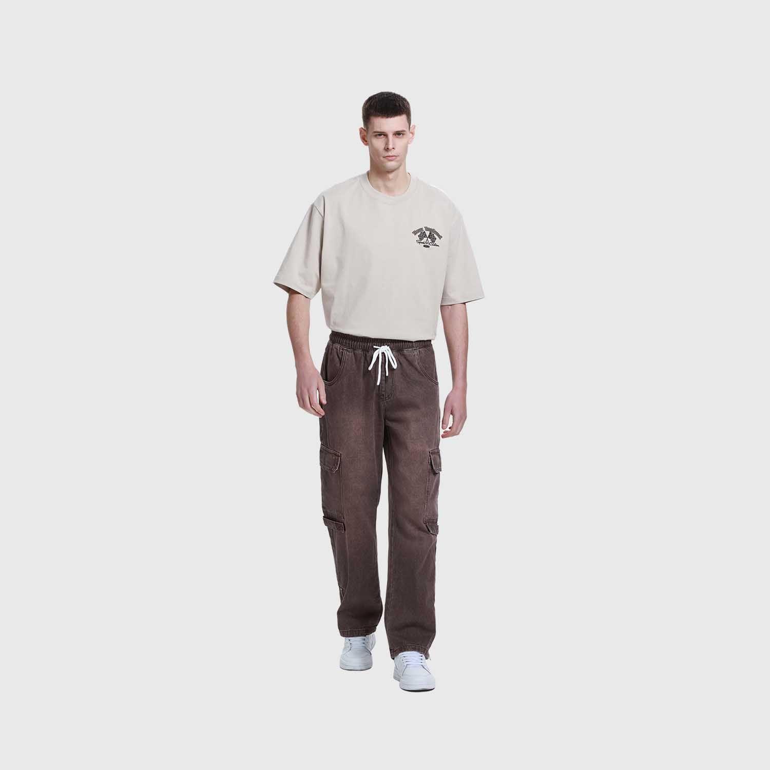 Jeans Hombre Cargo Recto Cafe-3