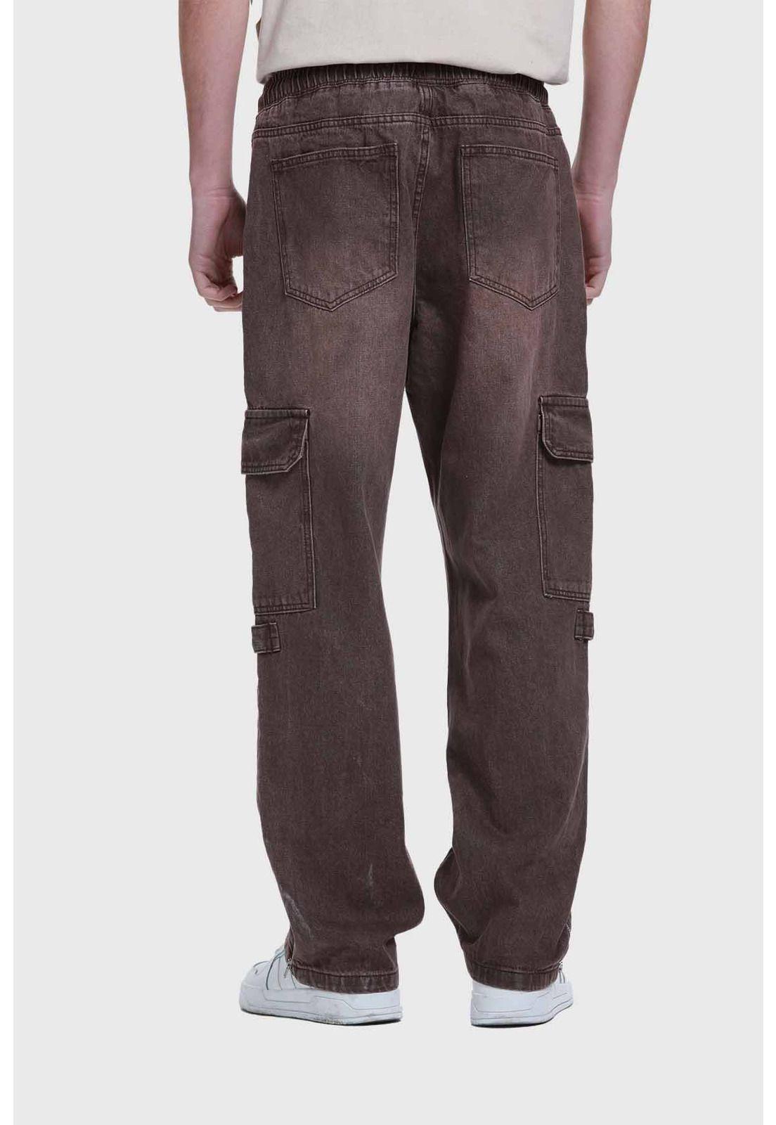 Jeans Hombre Cargo Recto Café-2