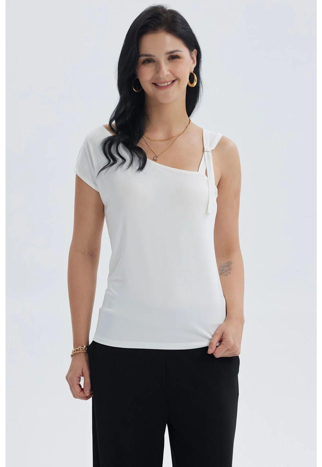 Polera Mujer Escote Asimétrico Crudo-0