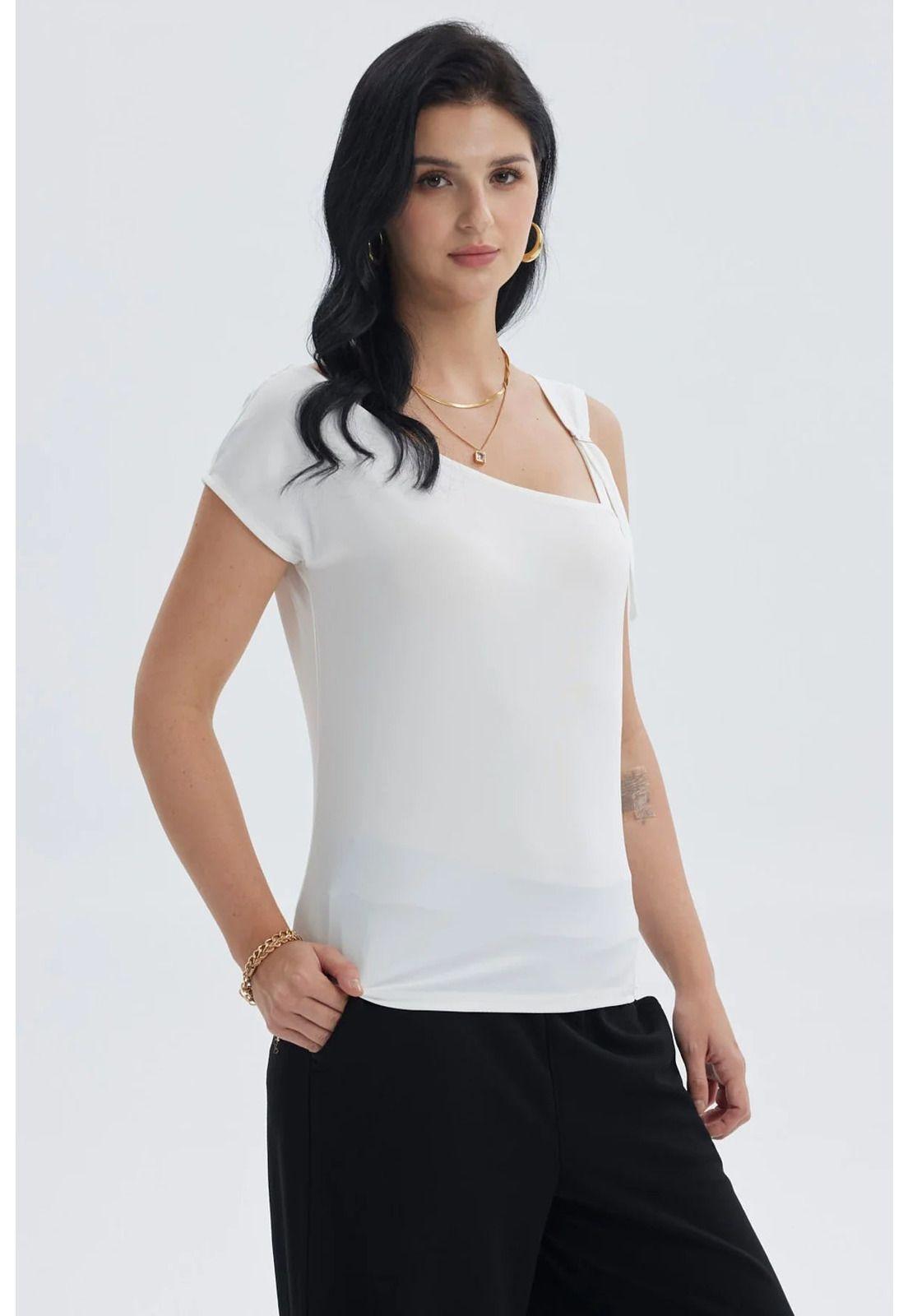 Polera Mujer Escote Asimétrico Crudo-1