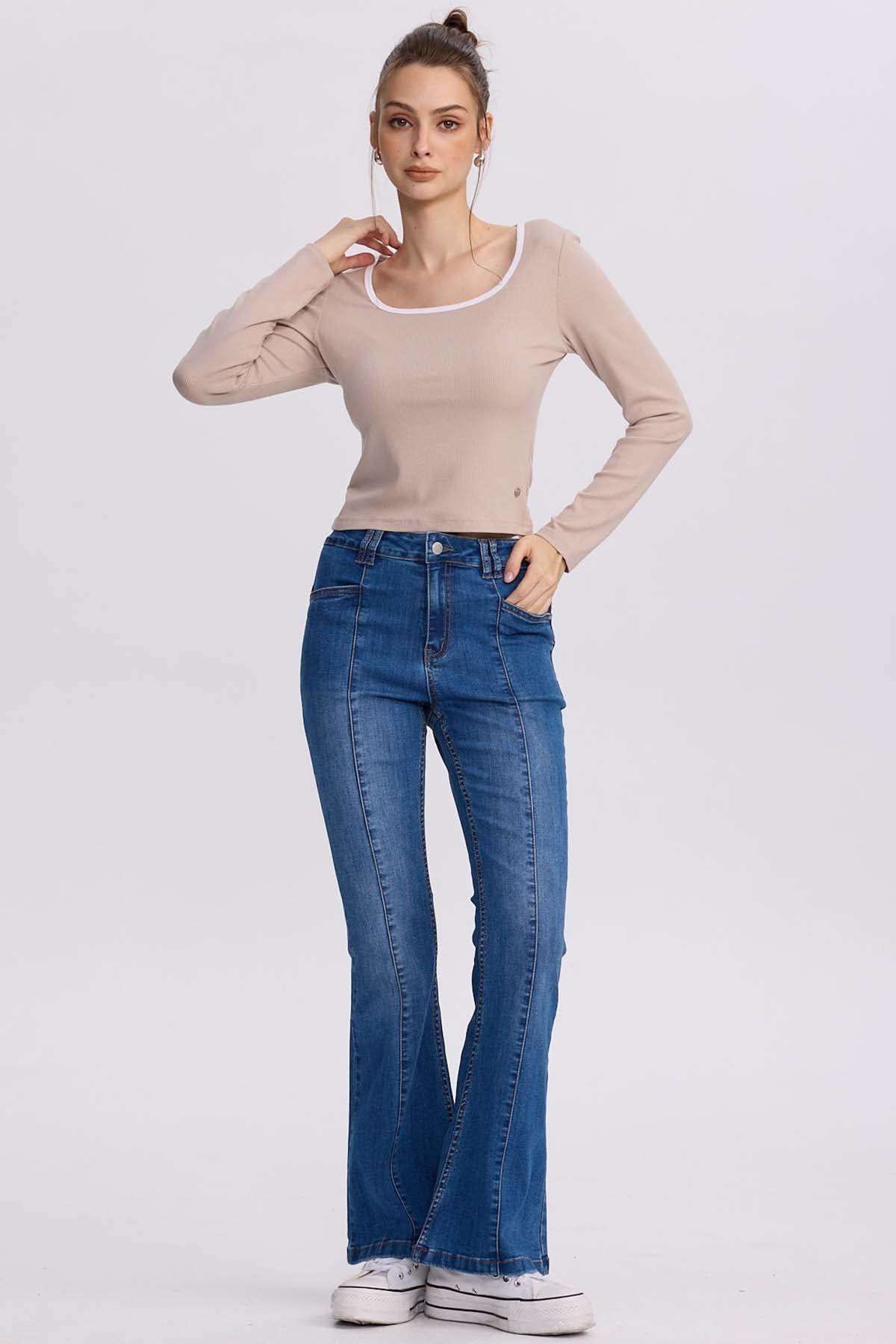 Jeans Mujer Flare Linea Azul-3
