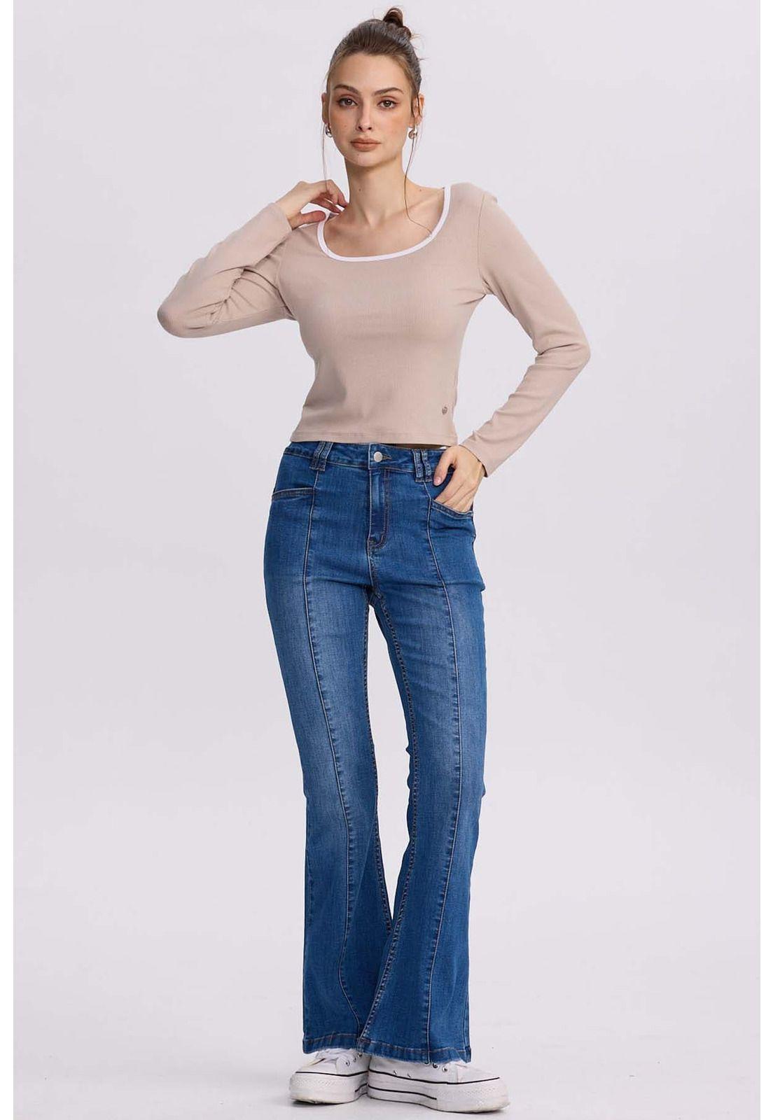 Jeans Mujer Flare Línea Azul-3