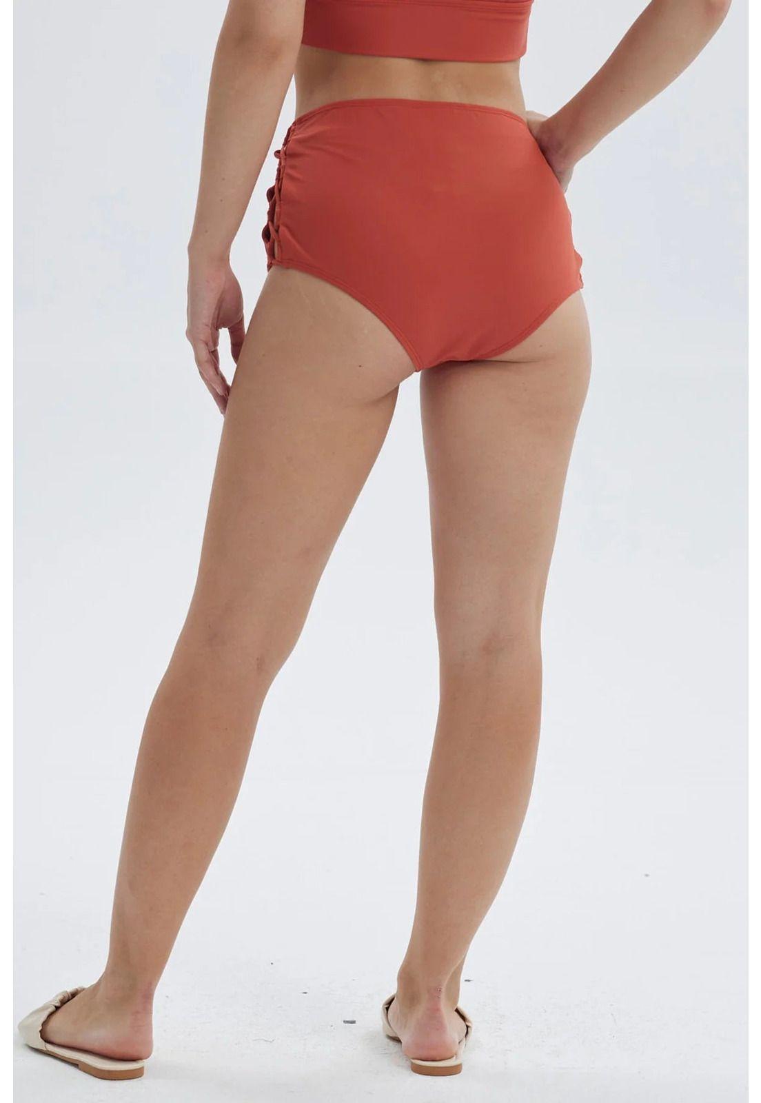 Traje De Baño Mujer Tiro Alto Con Abertura Terracota-2