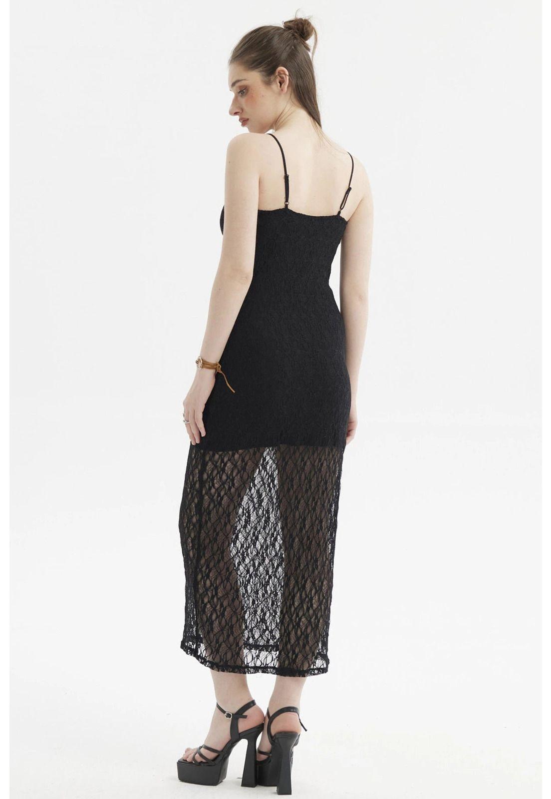 Vestido Mujer Largo Tirantes Negro-1