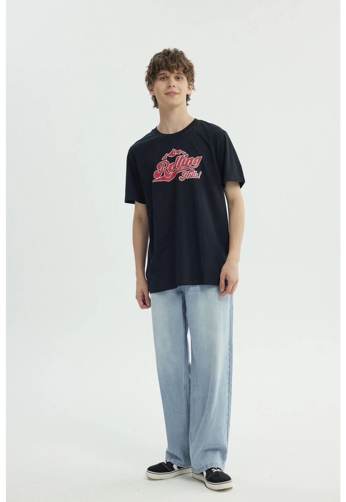 Polera Hombre Regular Negro / Rojo-3