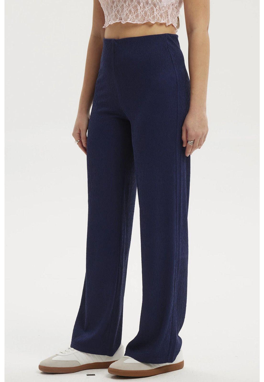 Pantalón Mujer Textura Azul Oscuro-1