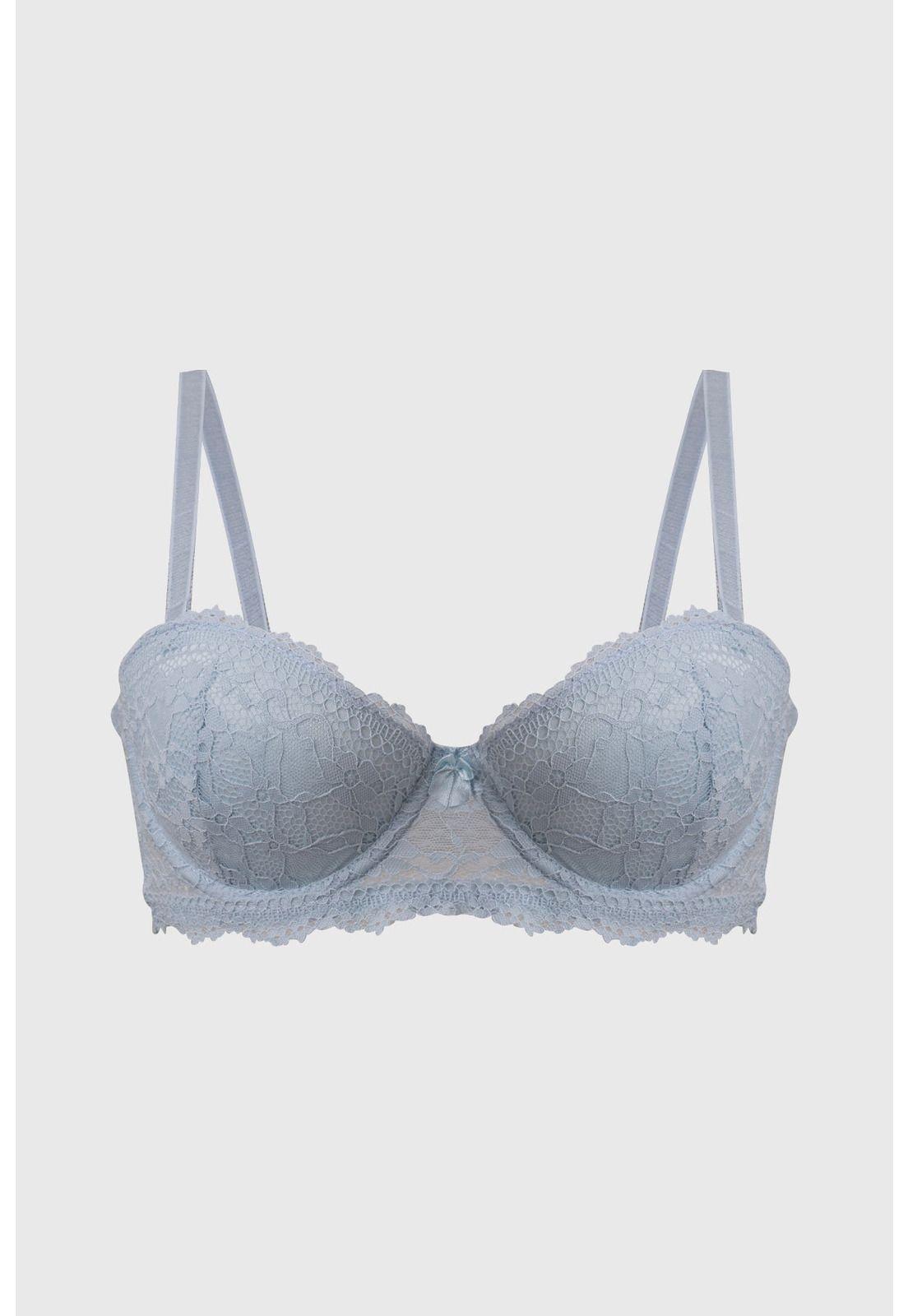 Sostén Mujer Strappless Encaje Azul Claro-0