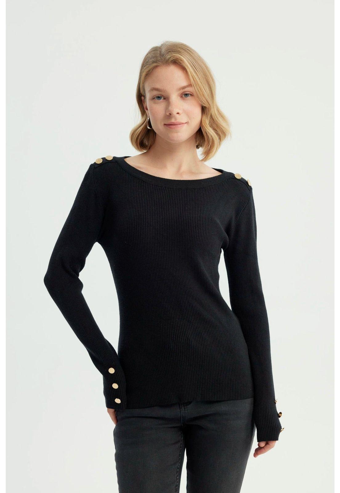 Sweater Mujer Slim Negro - Vlll-0