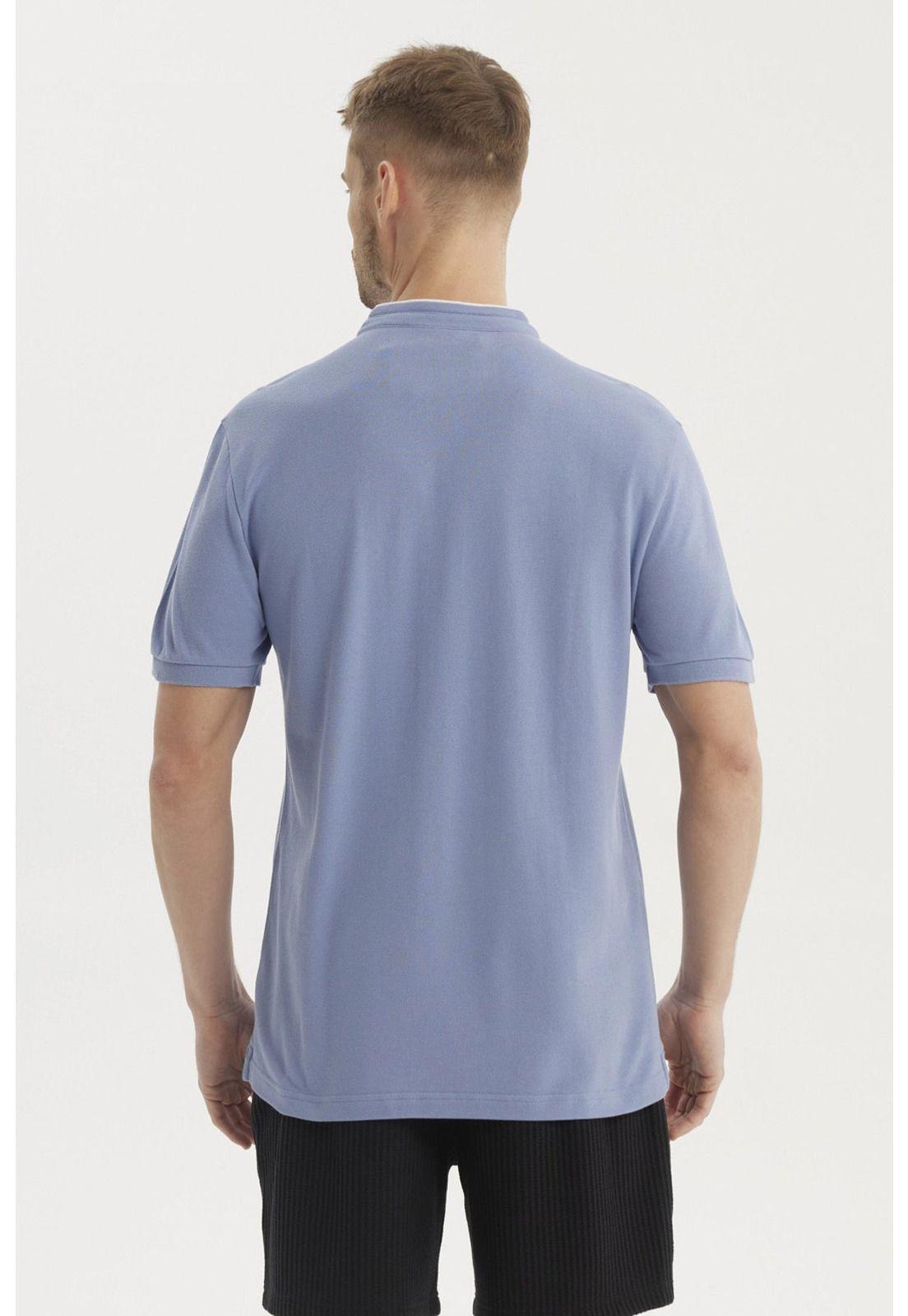 Polera Hombre Cuello Polo Azul-2