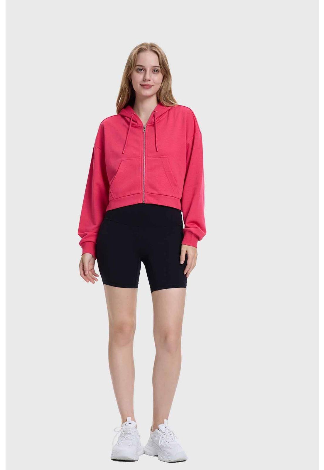 Polerón Mujer Crop Hoodie Fucsia-3