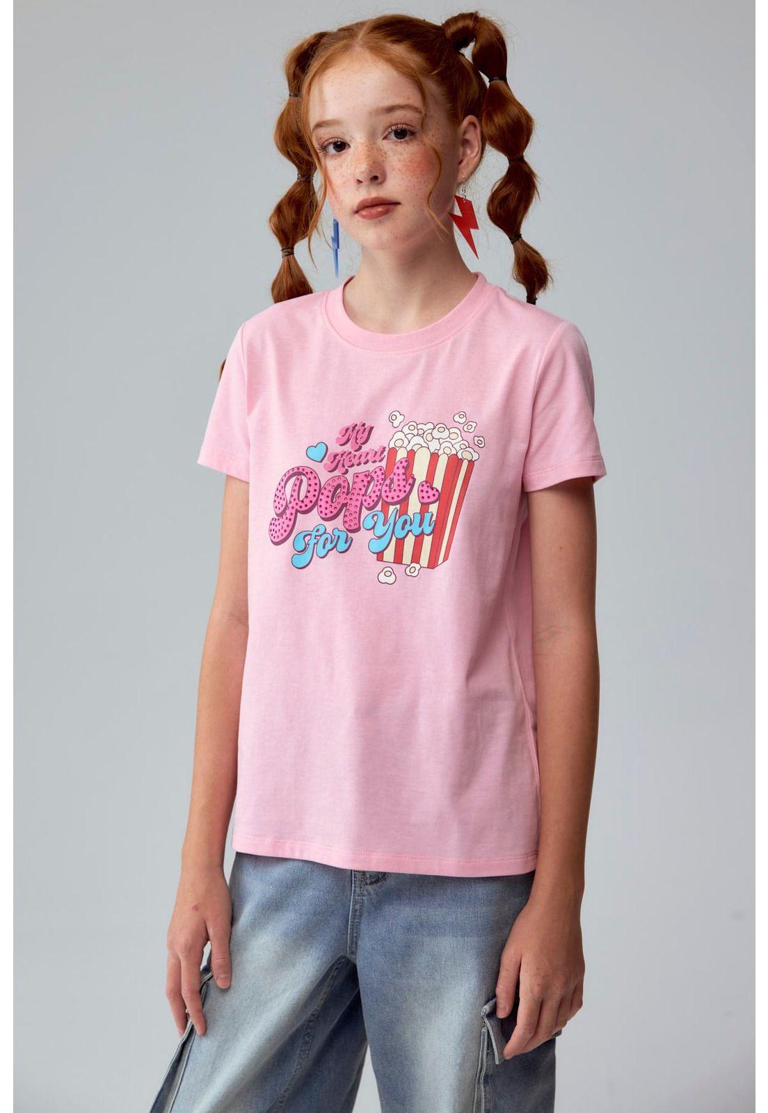 Polera Niña Básica Estampada Rosado - ll-0