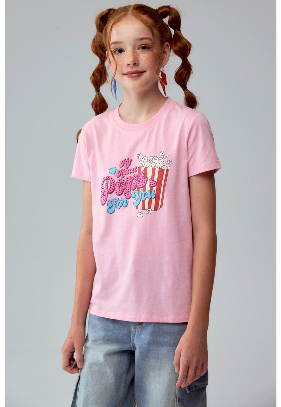 Polera Niña Básica Estampada Rosado - ll-1