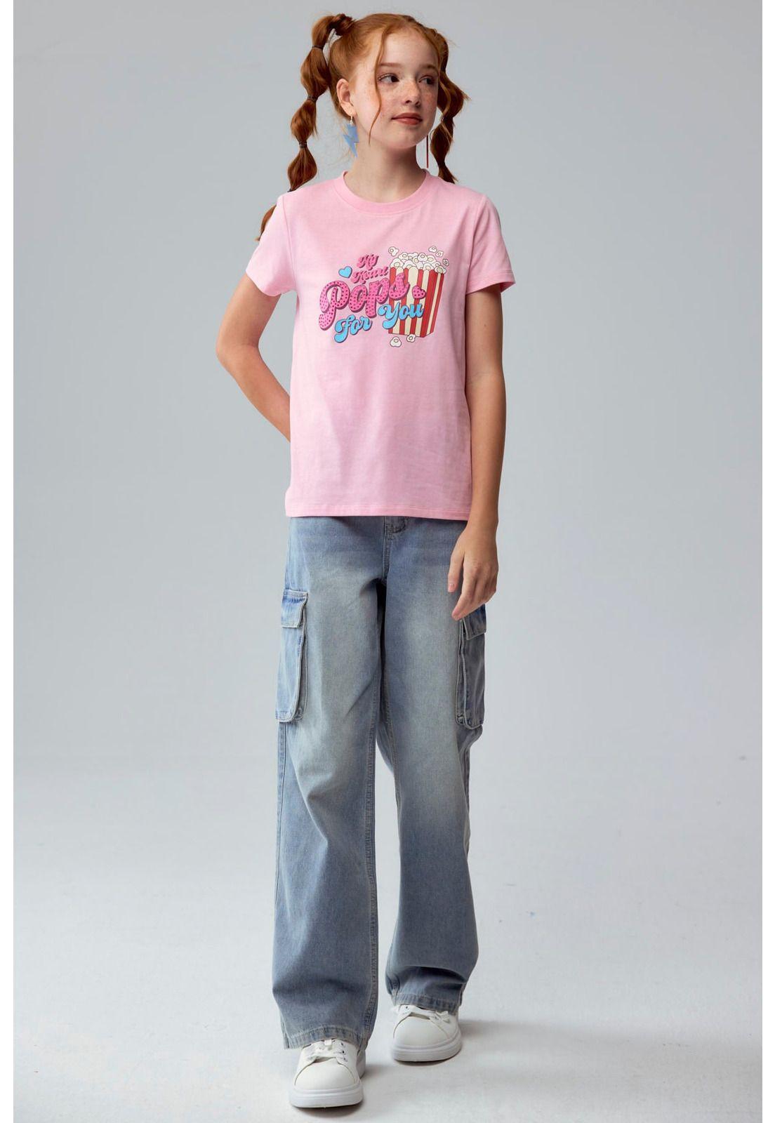 Polera Niña Básica Estampada Rosado - ll-3