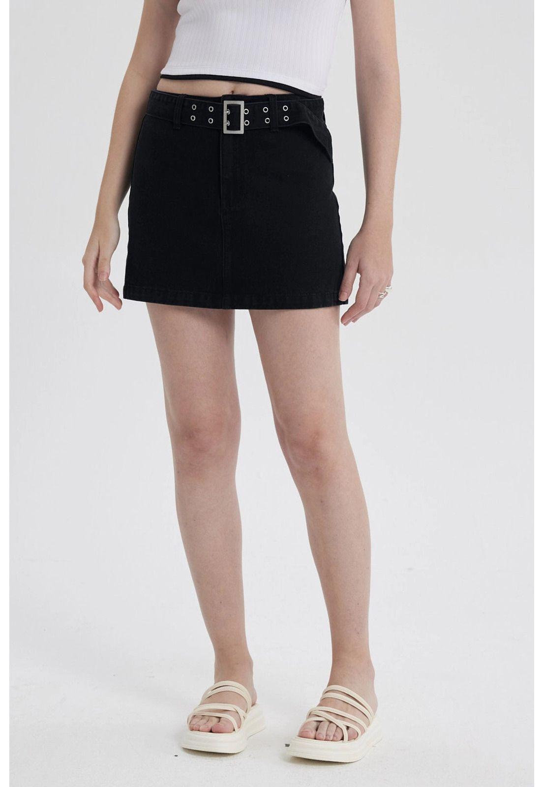 Falda Mujer Cinturón Ancho Negro-0