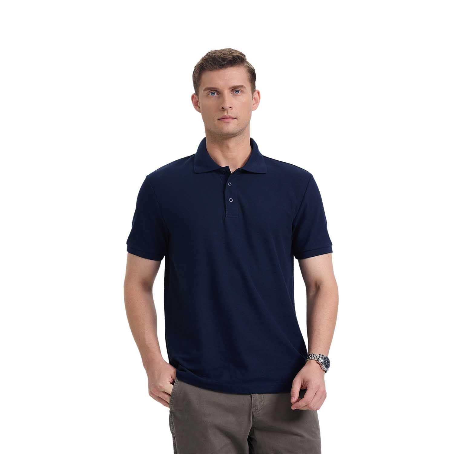 Polera Hombre Pique Lisa Básica Azul Marino Fashion's Park-0