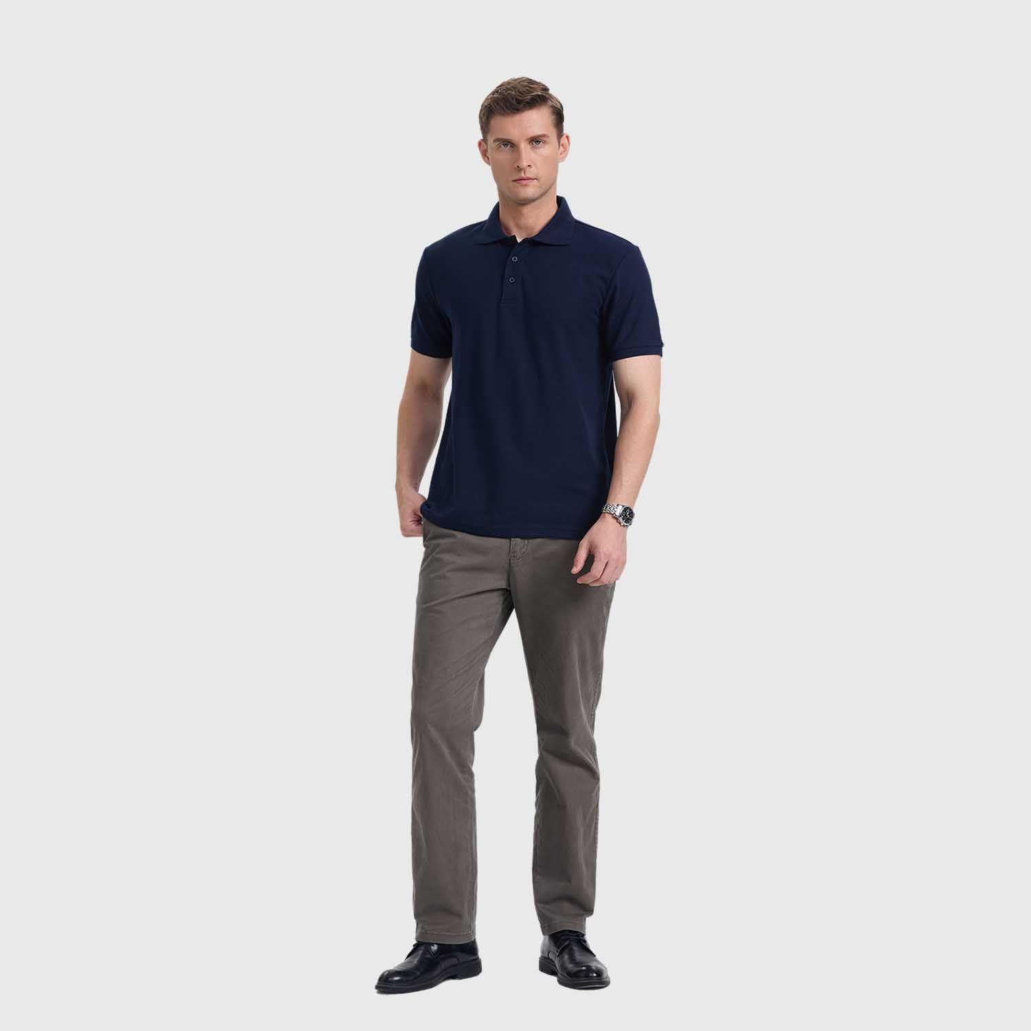 Polera Hombre Pique Lisa Básica Azul Marino Fashion's Park-3