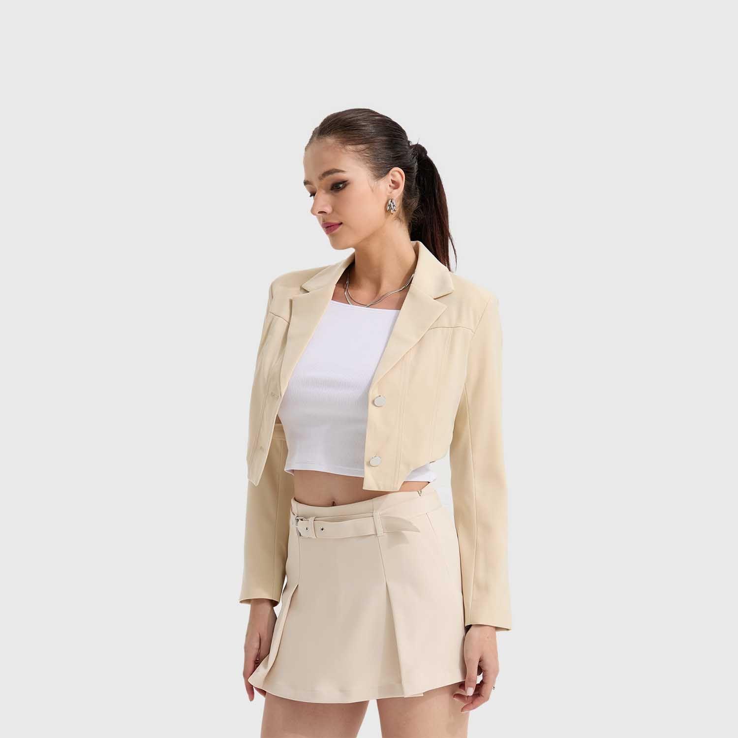 Blazer Mujer Tipo Corset Beige Claro Fashion's Park-1